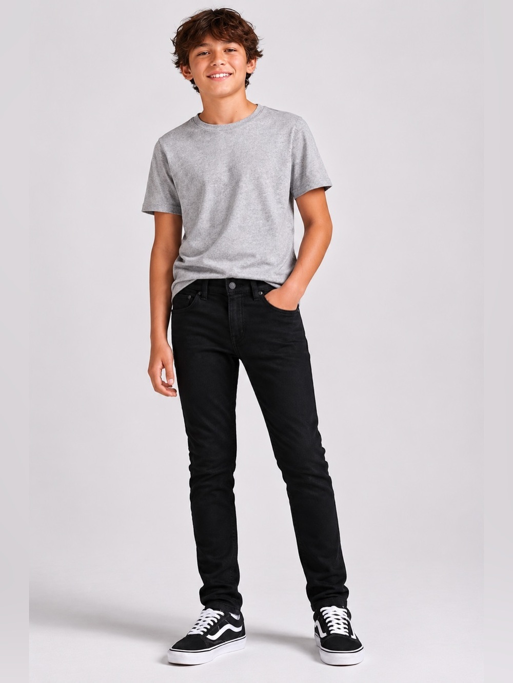 Levi’s Boys' 510 Skinny Fit Performance Jeans Black Denim Stretch Size 14R | NWT